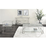 Acme - Kalan End Table LV02080 Glass & Silver Finish