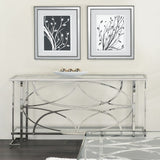 Acme - Kalan Sofa Table LV02081 Glass & Silver Finish