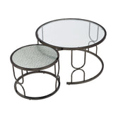 Acme - Kaimi Nesting Coffee Table Set LV02082 Patterned Mirror Glass & Black Finish