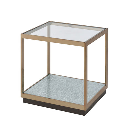 Acme - Kaia End Table LV02086 Glass & Gold Finish