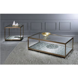 Acme - Kaia End Table LV02086 Glass & Gold Finish