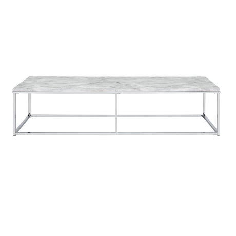 Acme - Voleta Coffee Table LV02088 Engineered Stone Top & Chrome Finish