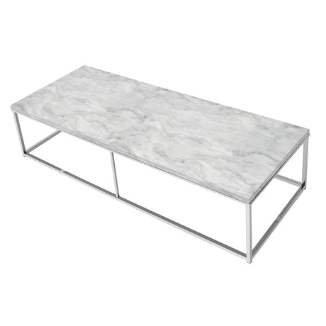 Acme - Voleta Coffee Table LV02088 Engineered Stone Top & Chrome Finish