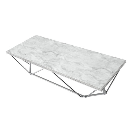 Acme - Luz Coffee Table LV02089 Engineered Stone Top & Chrome Finish