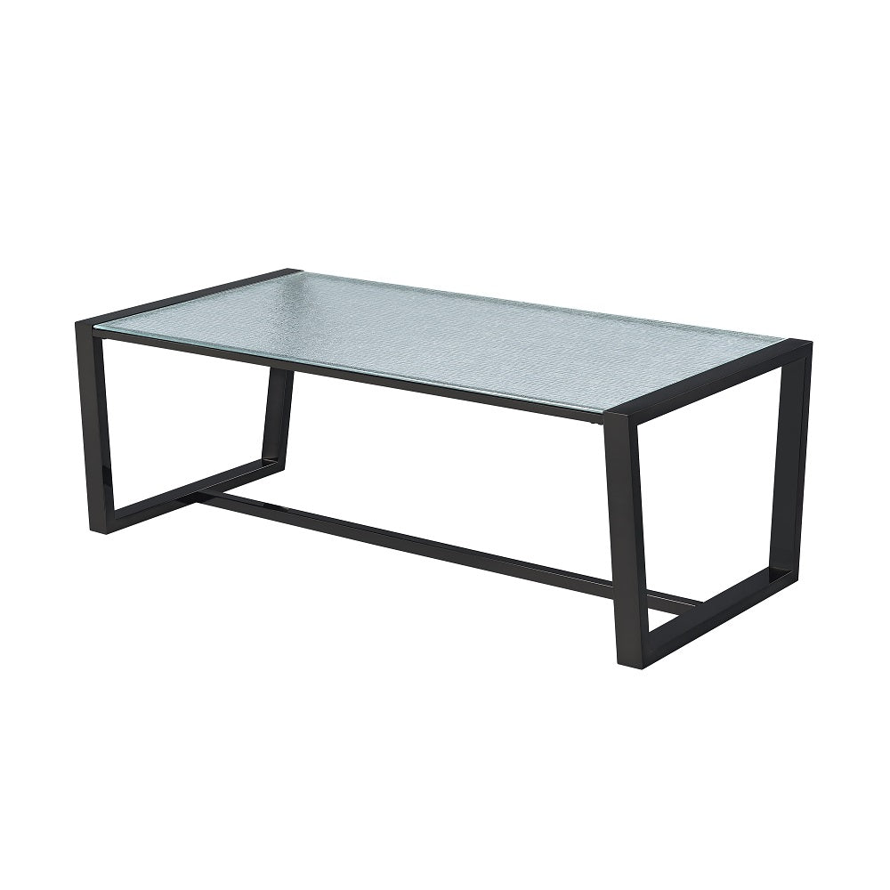 Acme - Kaia II Coffee Table LV02091 Patterned Mirror Glass & Black Finish