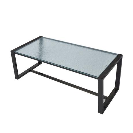 Acme - Kaia II Coffee Table LV02091 Patterned Mirror Glass & Black Finish