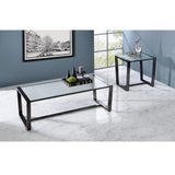 Acme - Kaia II Coffee Table LV02091 Patterned Mirror Glass & Black Finish