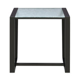 Acme - Kaia II End Table LV02092 Patterned Mirror Glass & Black Finish