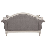 Acme - Florian Loveseat W/3 Pillows LV02120 Gray Fabric & Antique White Finish