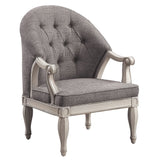Acme - Florian Chair LV02121 Gray Fabric & Antique White Finish