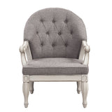 Acme - Florian Chair LV02121 Gray Fabric & Antique White Finish