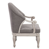 Acme - Florian Chair LV02121 Gray Fabric & Antique White Finish