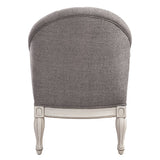 Acme - Florian Chair LV02121 Gray Fabric & Antique White Finish