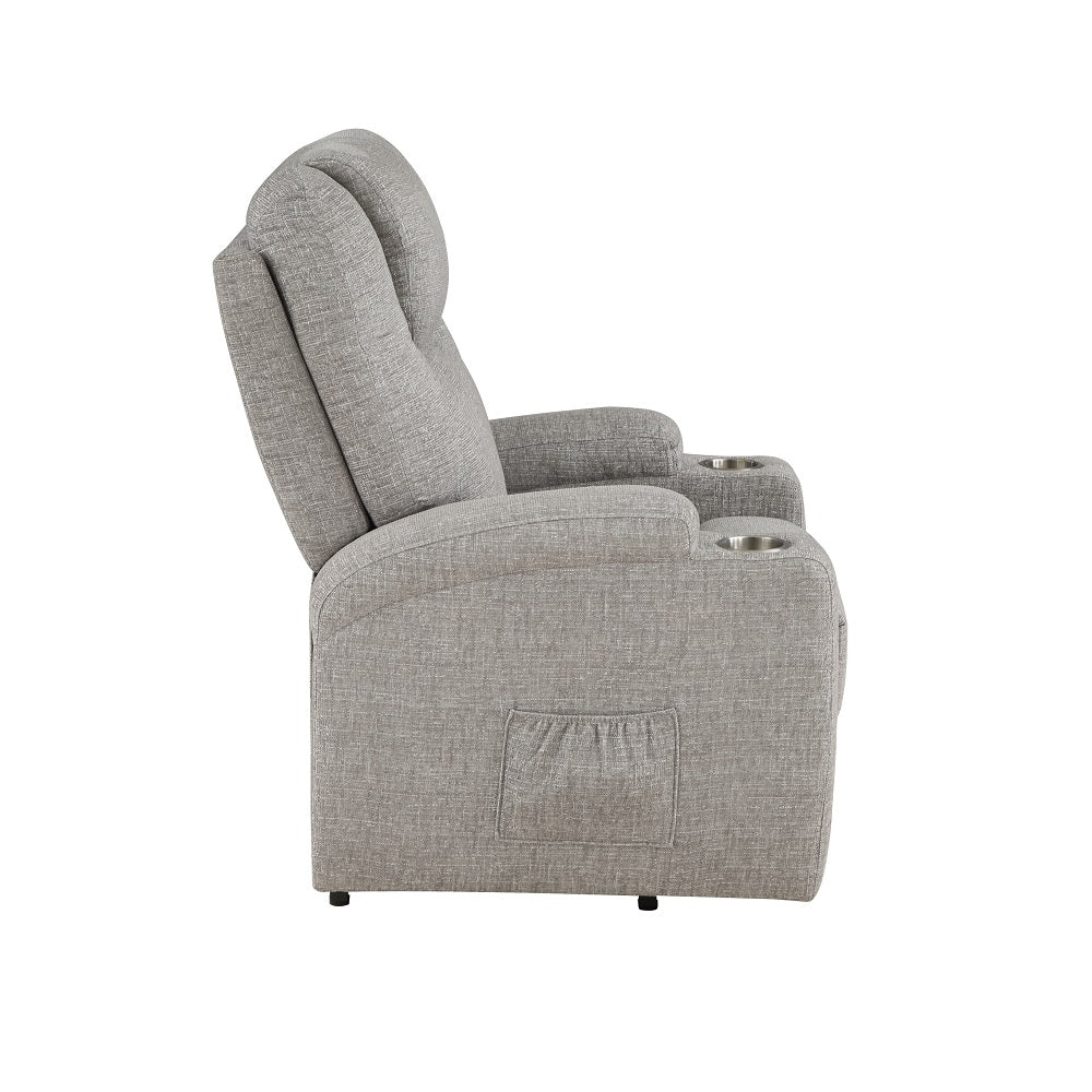 Acme - Evander Power Lift Recliner LV02180 Light Gray Chenille