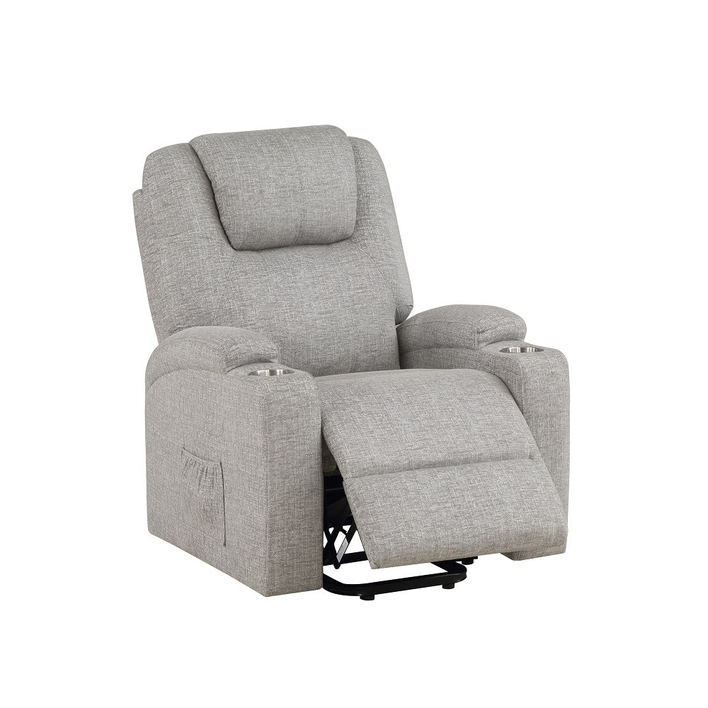 Acme - Evander Power Lift Recliner LV02180 Light Gray Chenille