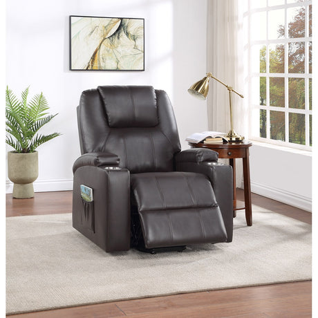 Acme - Evander Power Lift Recliner LV02181 Brown Leather Aire