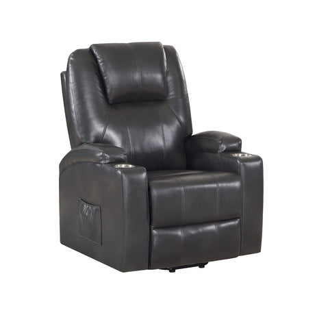 Acme - Evander Power Lift Recliner LV02182 Gunmetal Leather Aire