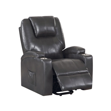 Acme - Evander Power Lift Recliner LV02182 Gunmetal Leather Aire