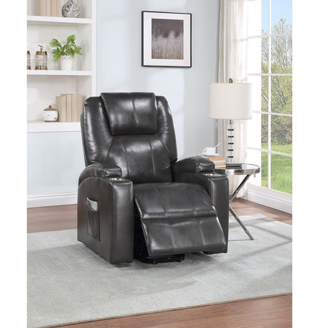 Acme - Evander Power Lift Recliner LV02182 Gunmetal Leather Aire