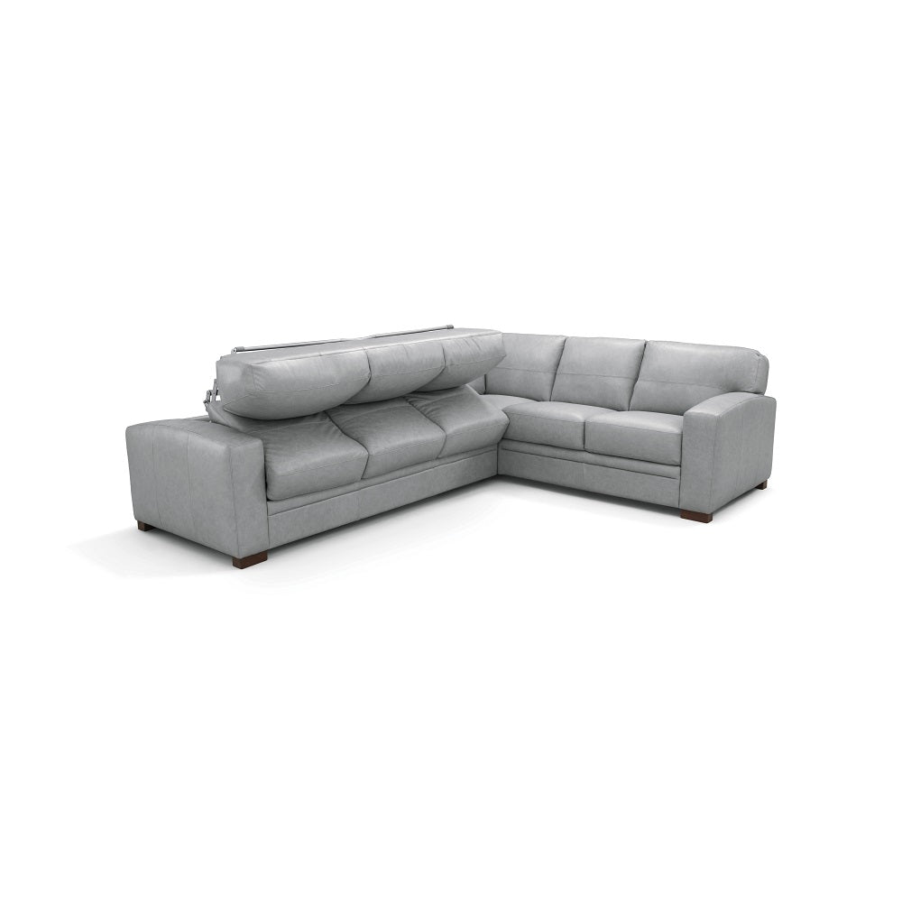Acme - Goma Sectional Sofa W/Sleeper LV02195 Light Gray Top Grain Leather