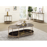 Acme - Fiorella Coffee Table LV02222 Black Marble Print & Champagne Finish