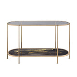 Acme - Fiorella Sofa Table LV02224 Black Marble Print & Champagne Finish