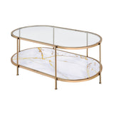 Acme - Fiorella Coffee Table LV02225 White Marble Paint & Champagne Finish