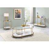 Acme - Fiorella Coffee Table LV02225 White Marble Paint & Champagne Finish