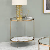 Acme - Fiorella End Table LV02226 White Marble Paint & Champagne Finish
