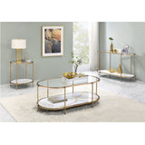 Acme - Fiorella End Table LV02226 White Marble Paint & Champagne Finish