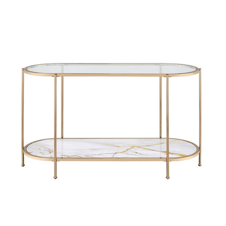 Acme - Fiorella Sofa Table LV02227 White Marble Paint & Champagne Finish