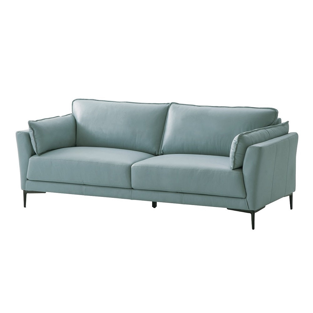 Mesut Sofa LV02387 Sage Green Top Grain Leather & Black
