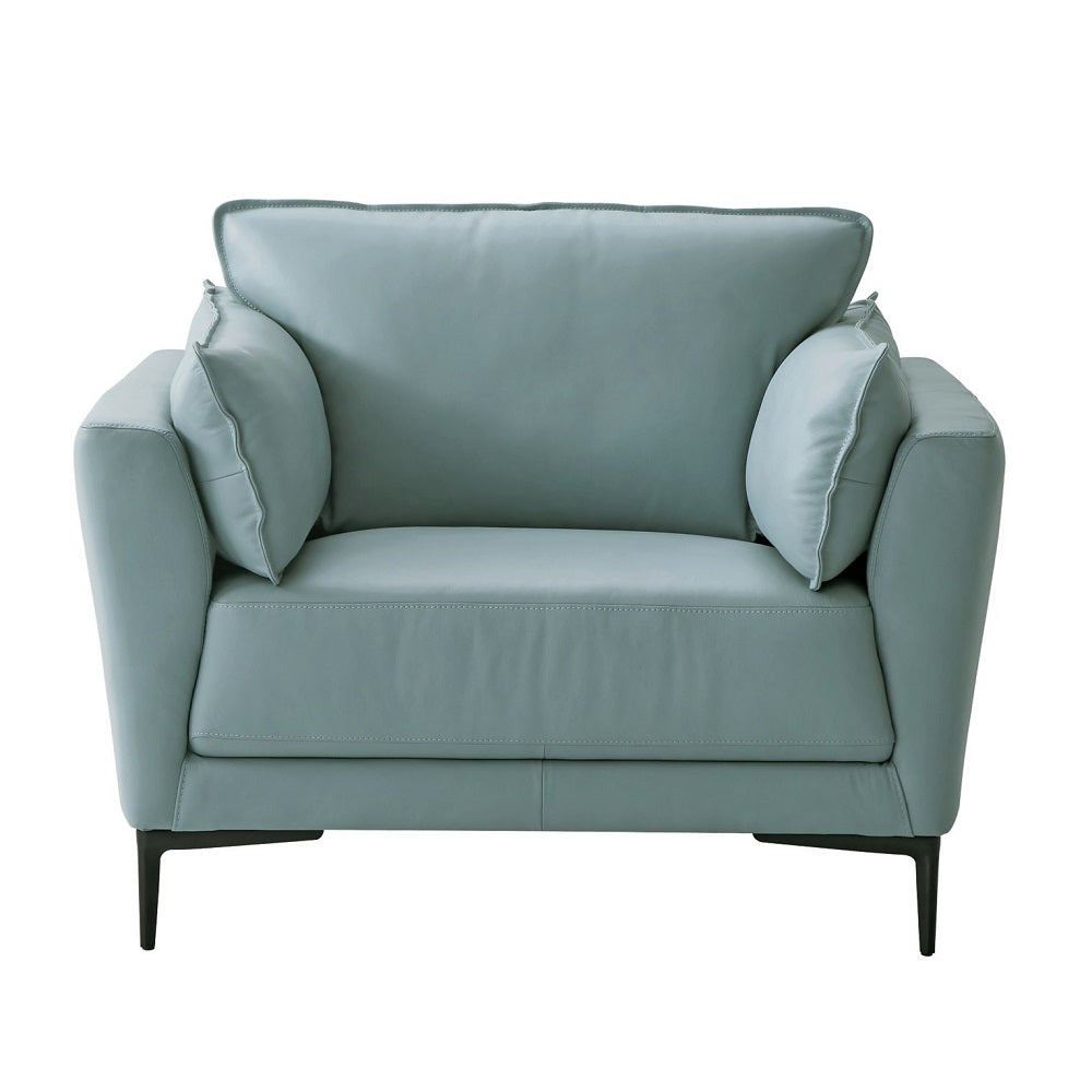Acme - Mesut Chair LV02389 Sage Green Top Grain Leather & Black Finish