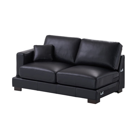 Acme - Geralyn Sectional Sofa W/2 Pillows LV02397 Black Leather