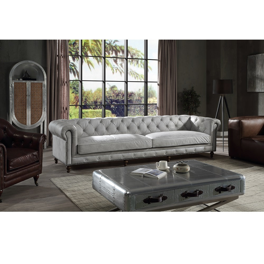 Acme - Ofer Sofa LV02404 Vintage White Top Grain Leather