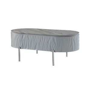Acme - Yukino Coffee Table LV02411 Gray High Gloss & Chrome Finish