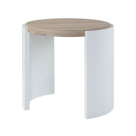 Acme - Zoma End Table LV02415 Oak & White High Gloss Finish