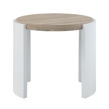 Acme - Zoma End Table LV02415 Oak & White High Gloss Finish