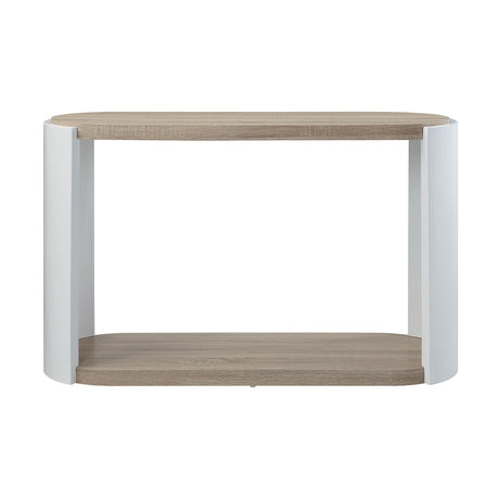 Acme - Zoma Sofa Table LV02416 Oak & White High Gloss Finish