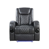 Acme - Alair Power Motion Recliner W/Bluetooth, Wireless Charger & Cupholder LV02460 Dark Gray Leather Aire