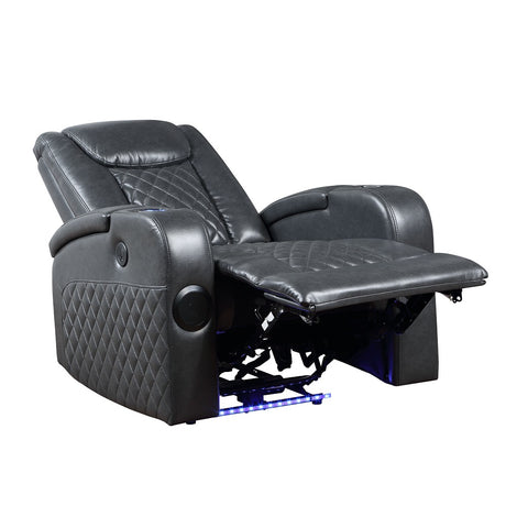 Alair Power Motion Recliner W/Bluetooth, Wireless Charger & Cupholder LV02460 Dark Gray Leather Aire | Acme - LV02460 - Home Elegance USA - 6