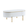 Daveigh Coffee Table LV02464 White High Gloss & Gold Finish | Acme | Home Elegance USA