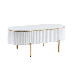Daveigh Coffee Table LV02464 White High Gloss & Gold Finish | Acme | Home Elegance USA