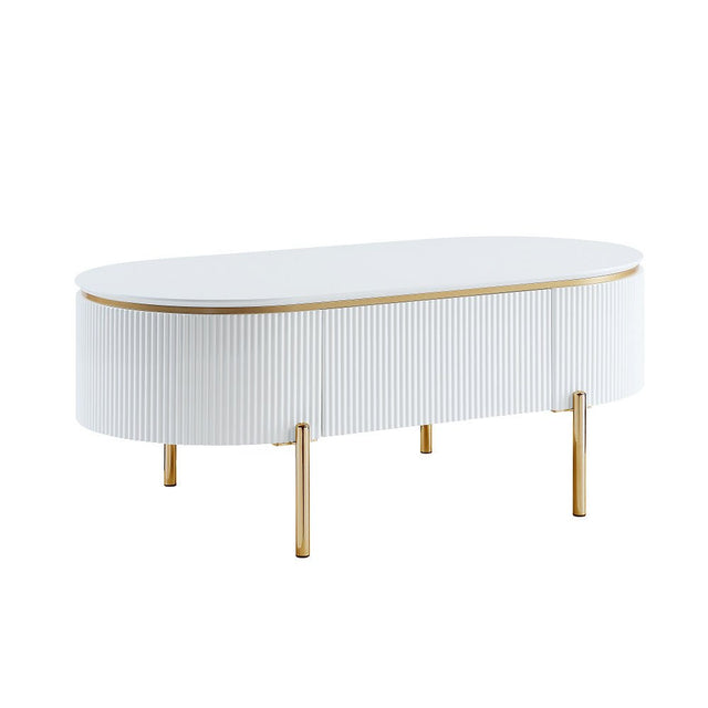 Daveigh Coffee Table LV02464 White High Gloss & Gold Finish | Acme - LV02464 - Home Elegance USA - 1