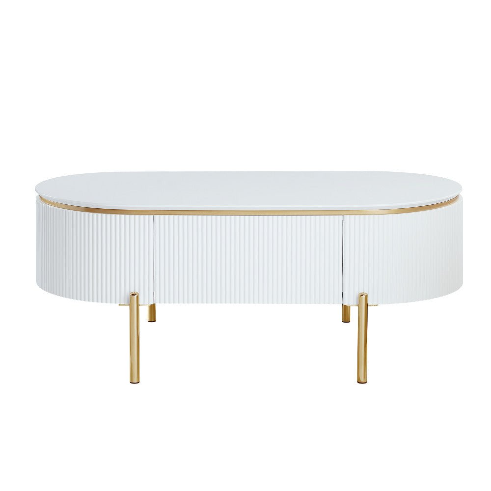 Daveigh Coffee Table LV02464 White High Gloss & Gold Finish | Acme - LV02464 - Home Elegance USA - 2