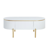 Daveigh Coffee Table LV02464 White High Gloss & Gold Finish | Acme - LV02464 - Home Elegance USA - 2