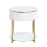 Daveigh End Table LV02465 White High Gloss & Gold Finish | Acme - LV02465 - Home Elegance USA - 2