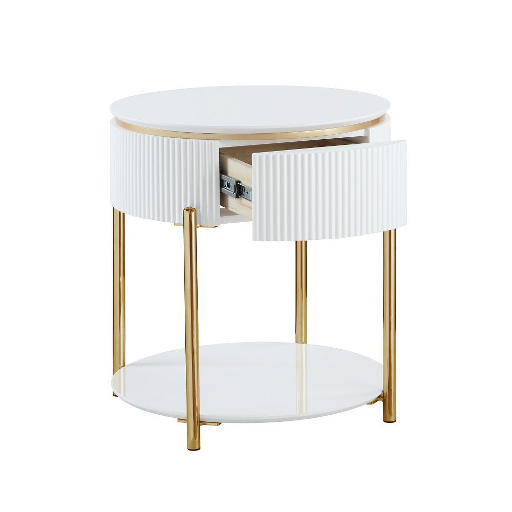 Daveigh End Table LV02465 White High Gloss & Gold Finish | Acme - LV02465 - Home Elegance USA - 3