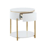 Daveigh End Table LV02465 White High Gloss & Gold Finish | Acme - LV02465 - Home Elegance USA - 3