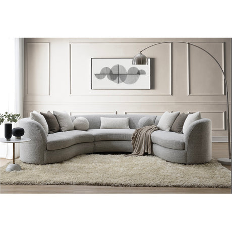Acme - Ivria Sectional Sofa W/9 Pillows LV02541 Gray Boucle